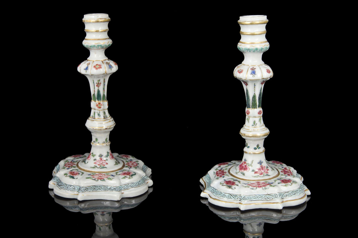 Famille rose export candlesticks